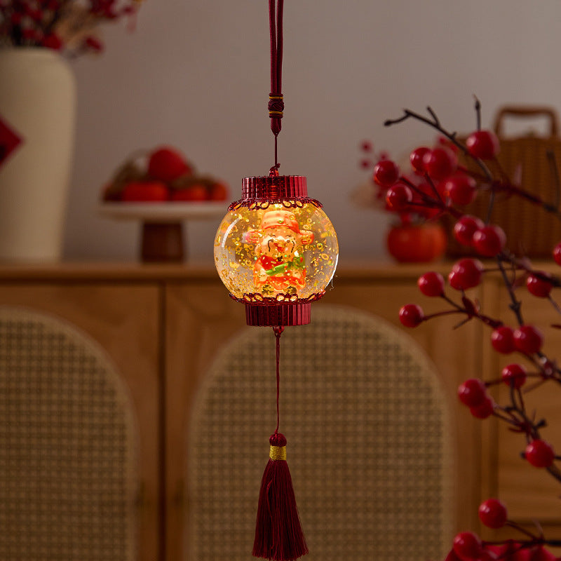 Nostalgische Weihnachtslaterne mit festlichem Weihnachtsmann Brehn