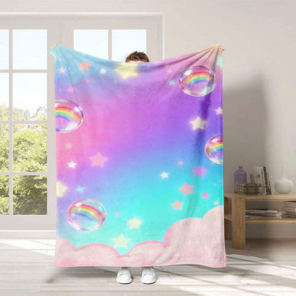 Gemütliche Regenbogen-Thema Fleece-Wurfdecke