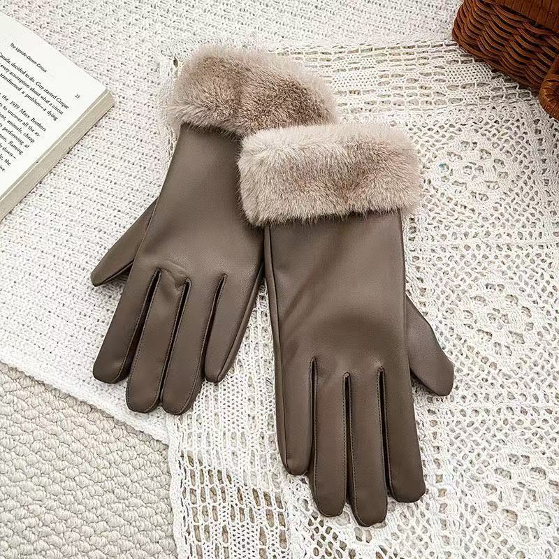 Luxuriöse Kunstpelz-Bündchen-Lederhandschuhe Brehn