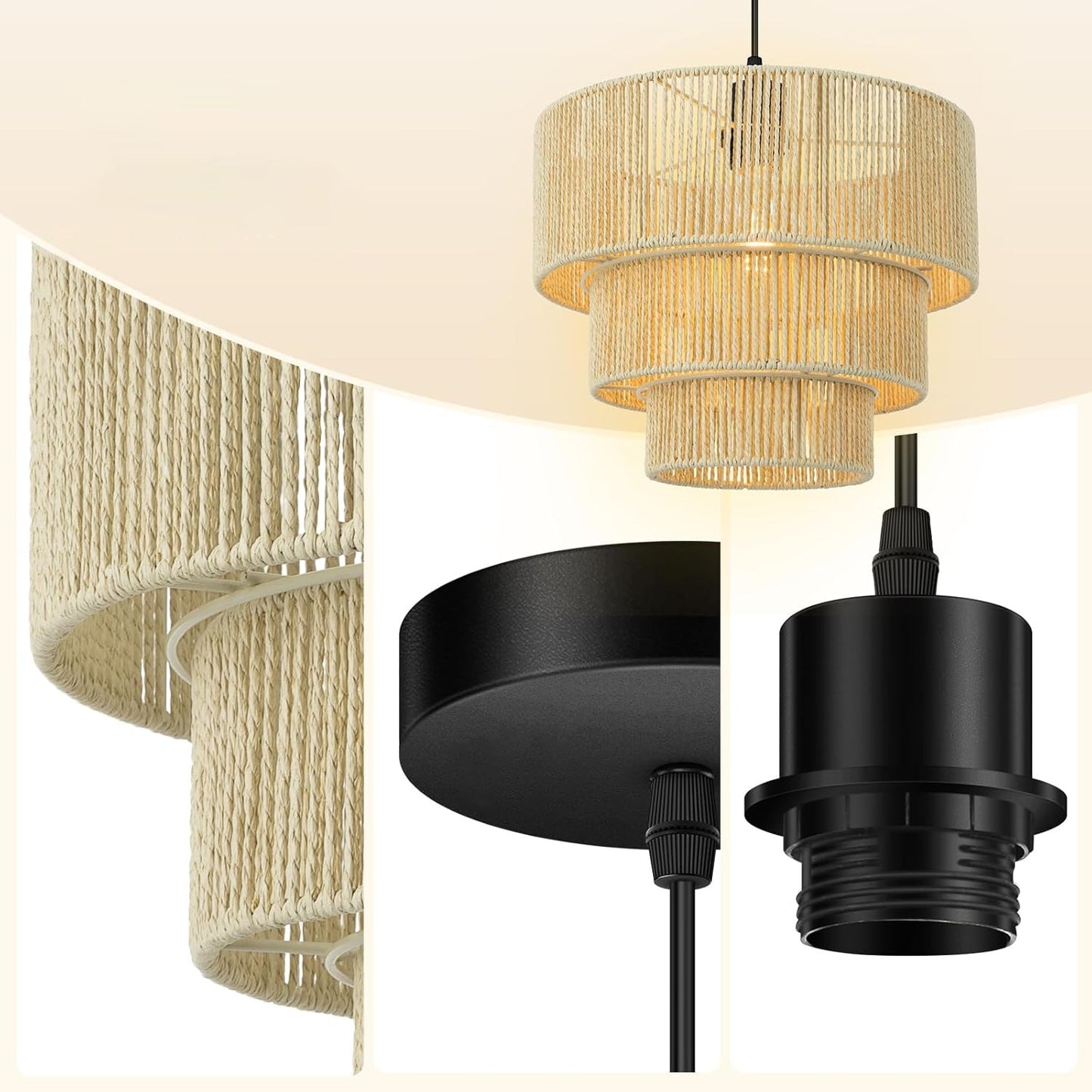 Elegante Hängeleuchte mit Rattan-Details Brehn
