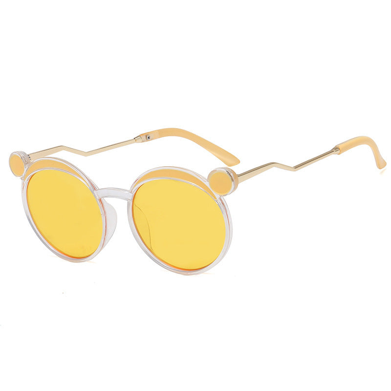Damen Fashion-Runde Sonnenbrille mit innovativem Rahmen und farbigen Gläsern Brehn