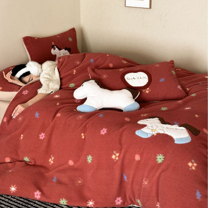 Mikrofaser-Fleece Bettwäscheset mit Applikationen und gesteppter Rückseite Brehn