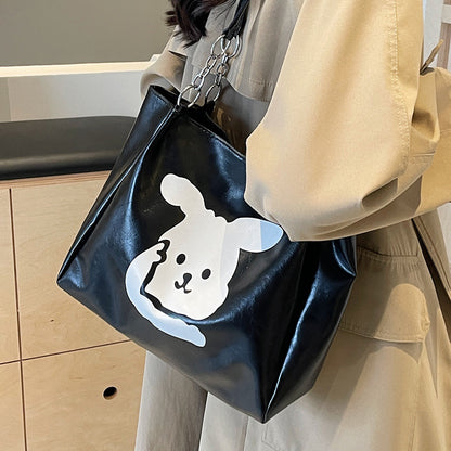 Süße Bärenprint-Faux-Leder-Hobo- Tasche