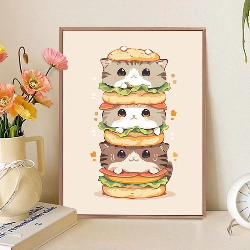 Verspielt katzenmotiviertes Food-Art-Druck Brehn