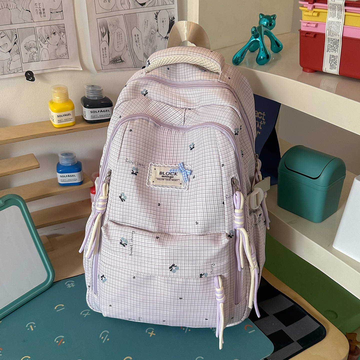 Blumenmuster Multi-Taschen Schulranzen