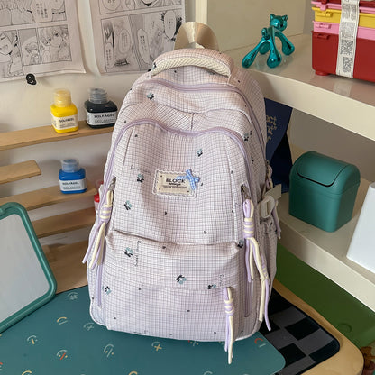 Blumenmuster Multi-Taschen Schulranzen