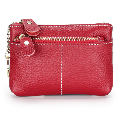Premium Doppel-Zipper Leder Münzbeutel