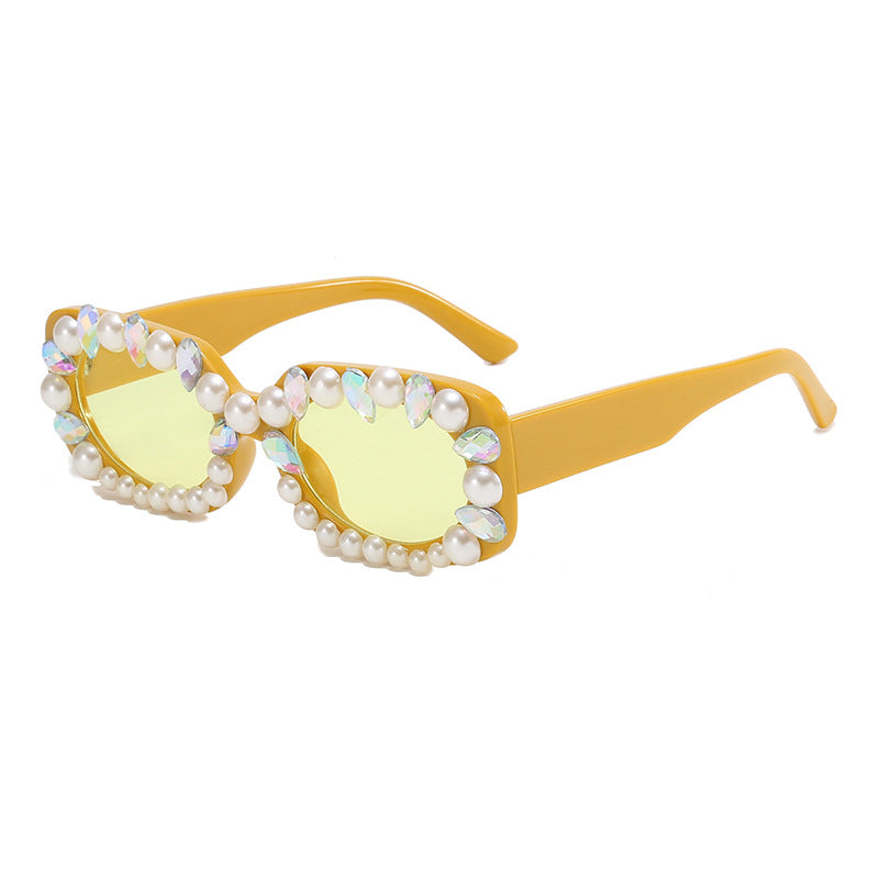 Damen elegante Sonnenbrille mit Perlenschmuck Brehn