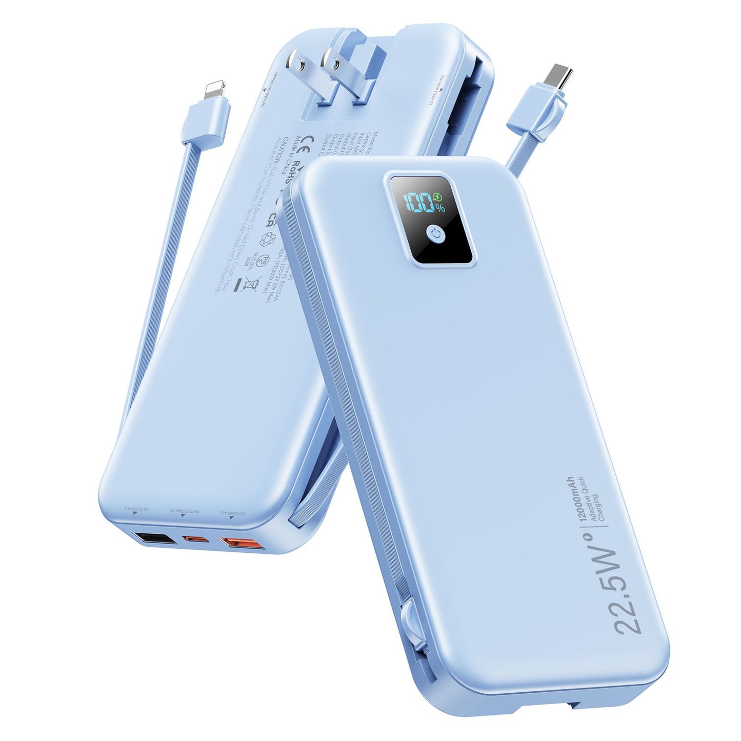 Powerbank mit Digitalem Lcd-Display und Integriertem Ladegerät Brehn