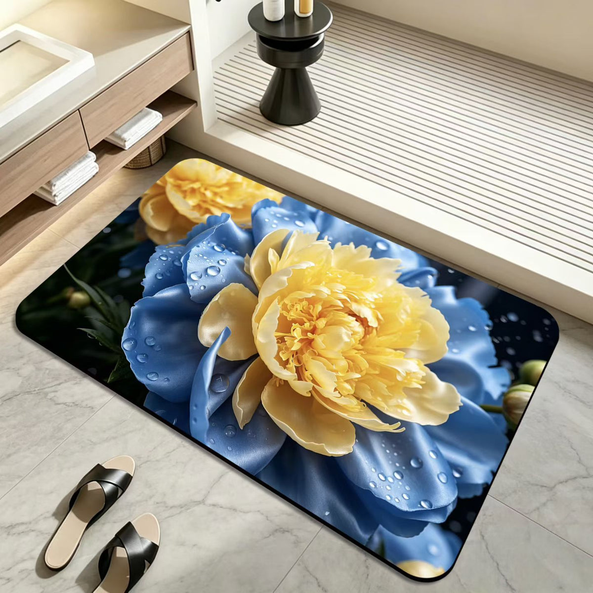 Blumenmotiv Badezimmermatte