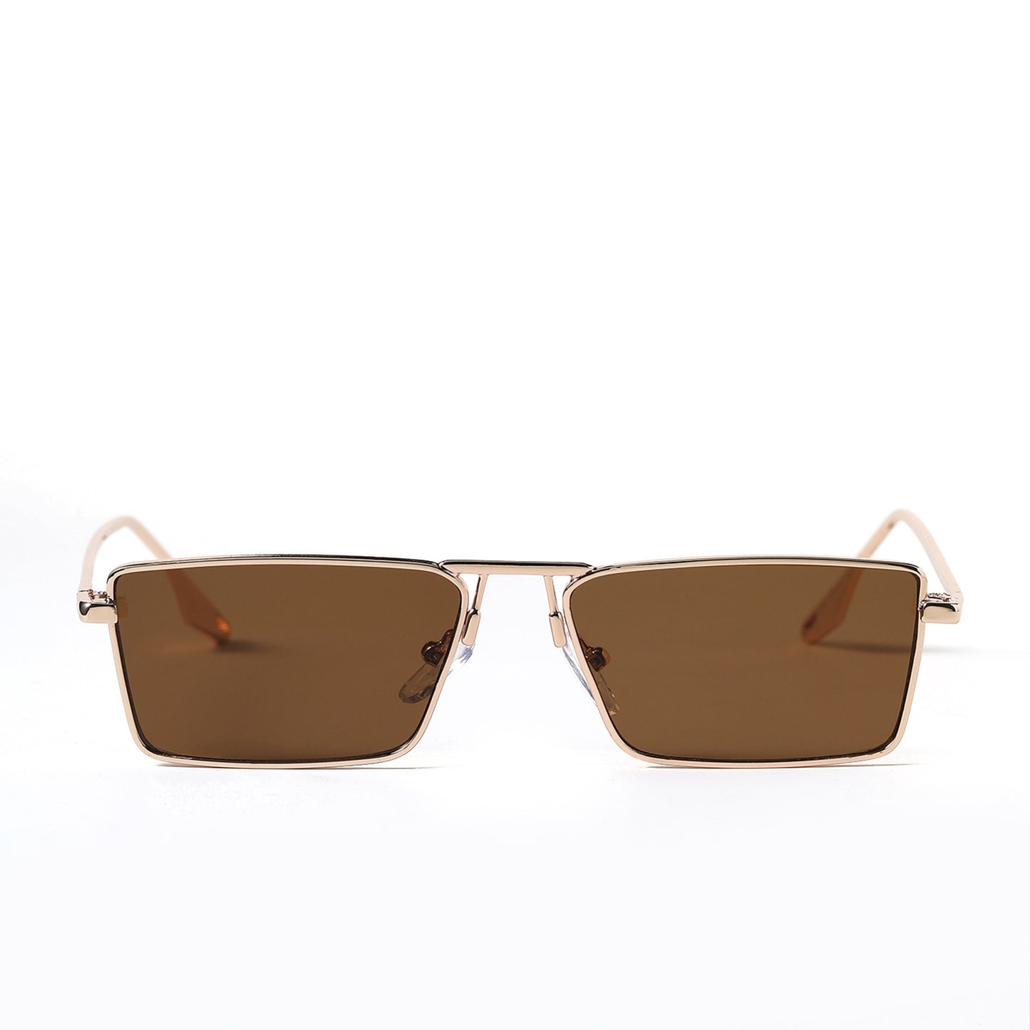 Damen elegante quadratische Sonnenbrille mit schmalem Metallrahmen und UV-Schutz Brehn