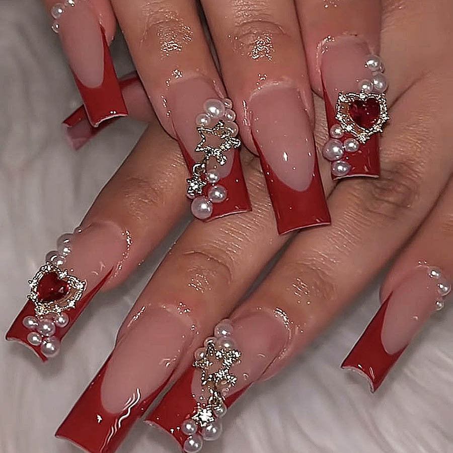 Glamouröse mit Strass verziert Press-On Nagel Set Brehn