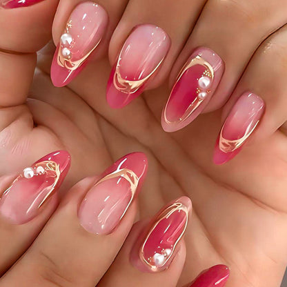 Kunstnagelset mit eleganten Ombré-Designs und Glitzerakzenten Brehn