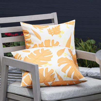 Quadratischer Outdoor-Kissenbezug aus wasserabweisendem Polyester mit tropischem Monstera-Print Brehn