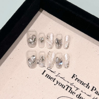 Glamouröse kristallverzierte Press-On Nagelkit