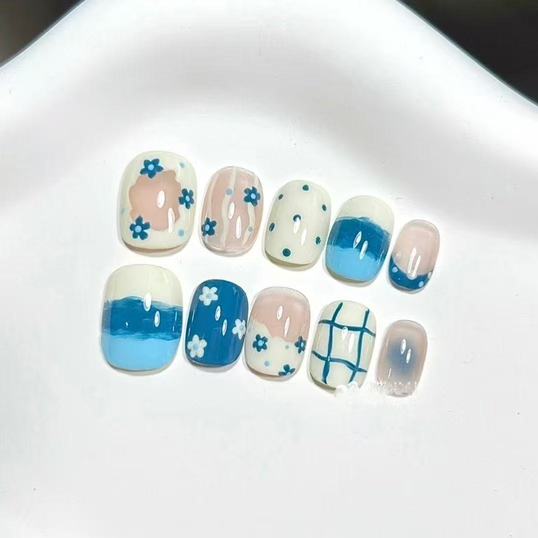 Künstlerisches katzenmotiviertes Press-On-Nagelkunstset Brehn