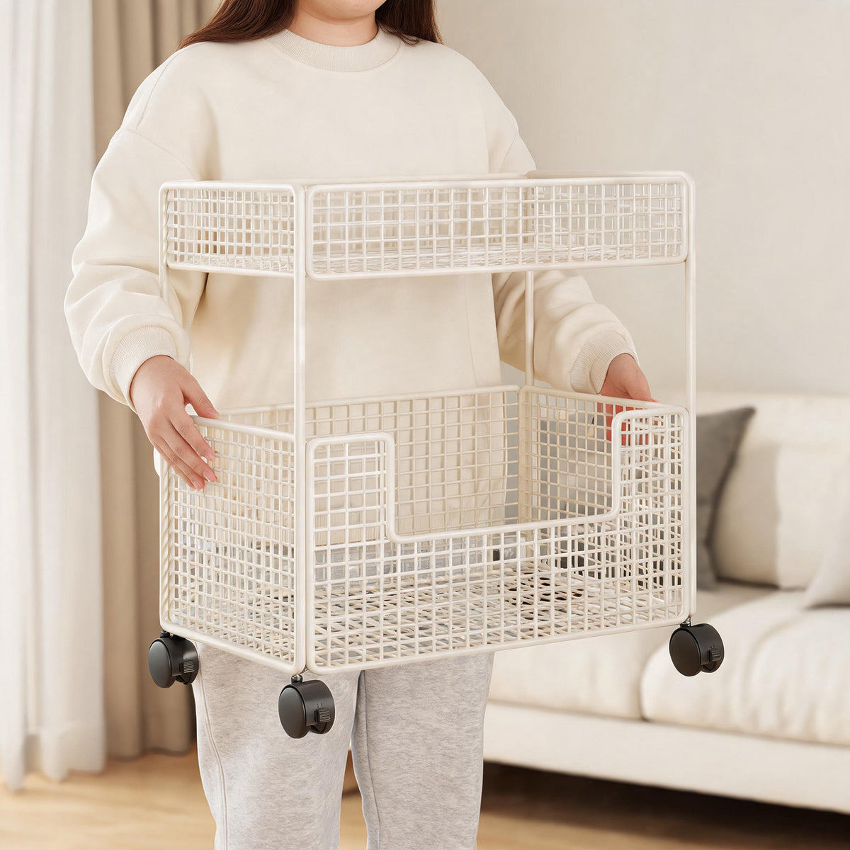 Drei-Schicht Slim Rollwagen mit Mesh-Speicherwagen