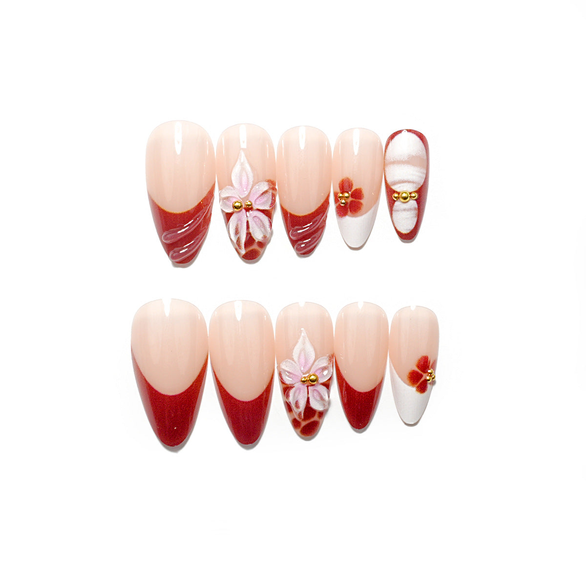 Elegantes Floral Press-On Nail Set