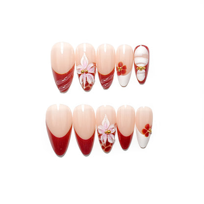 Elegantes Floral Press-On Nail Set