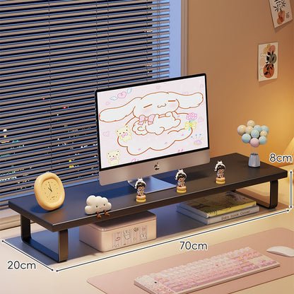 Erhöhter Monitorständer mit Holz-Optik-Oberfläche, Metallrahmen und Unterregal-Stauraum