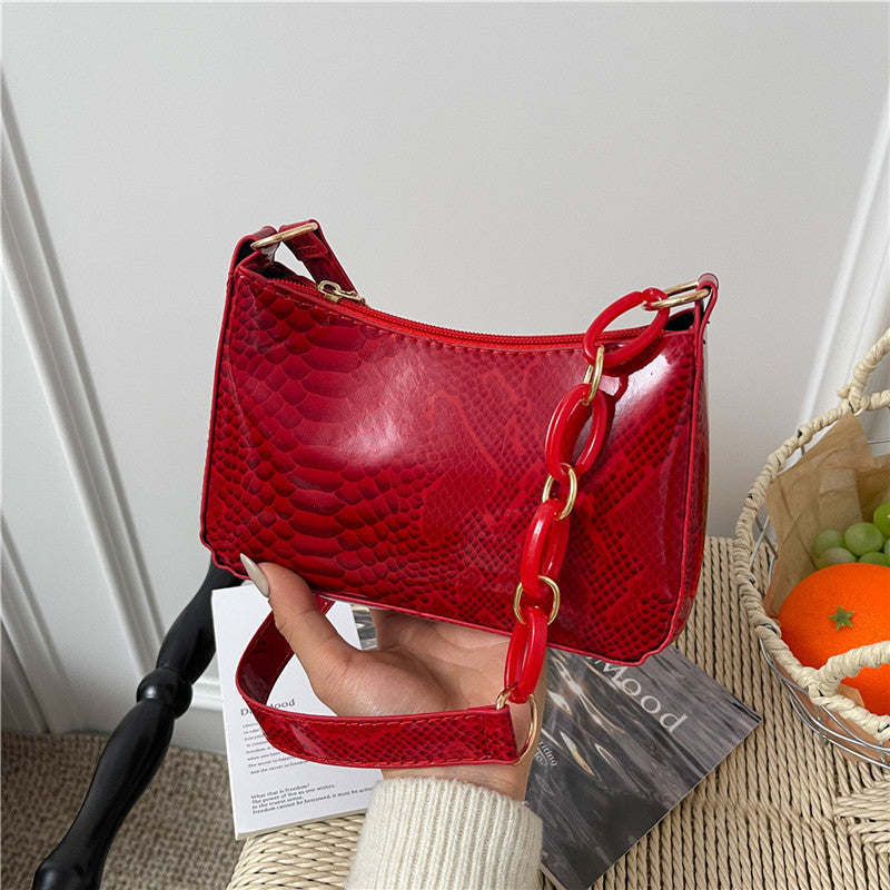 Stylische Texturierte Schlangenleder Effekt Handtasche Brehn