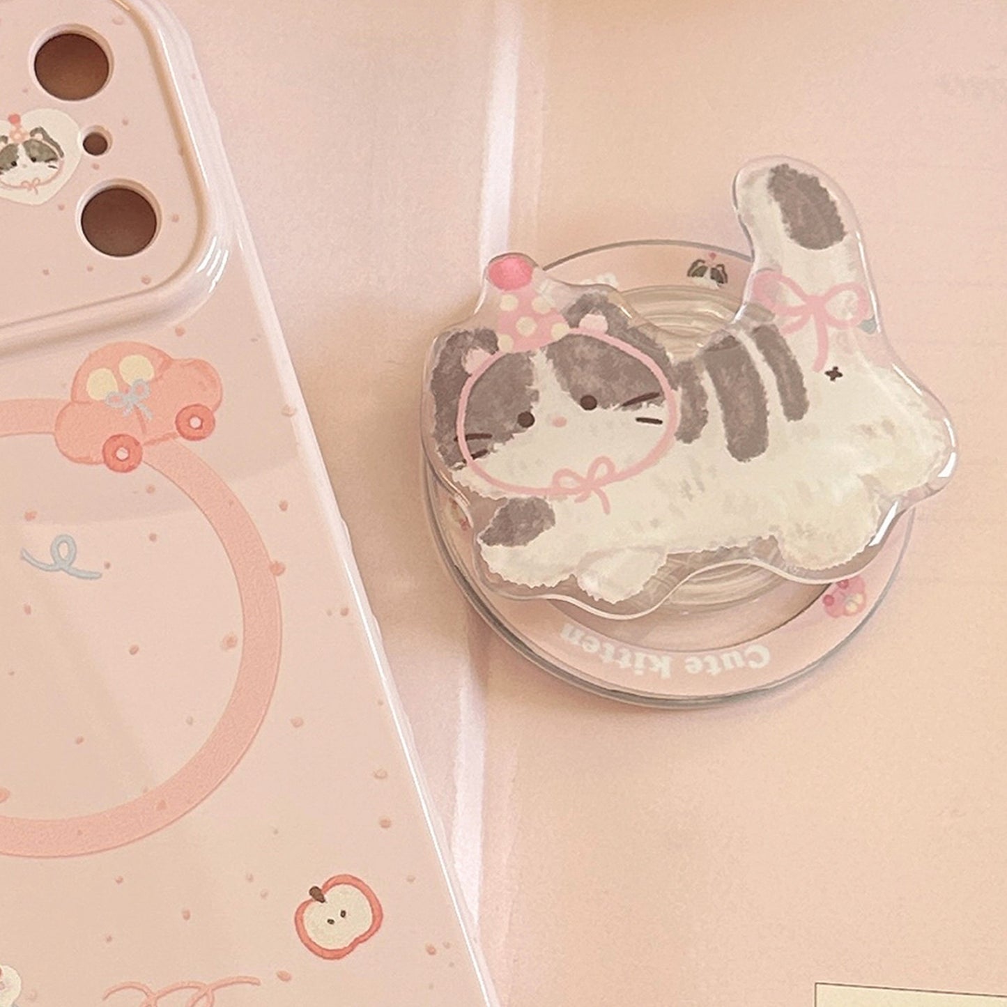 Smartphone Fingerhalter im niedlichen Katzenmotiv Brehn