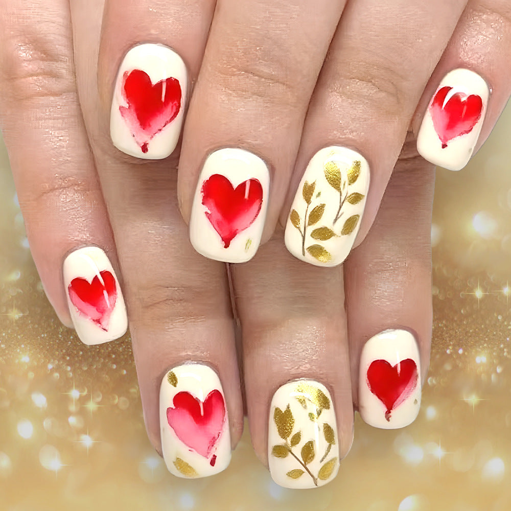 Romantisches Herz-Design Press-On Nail Art Set Brehn