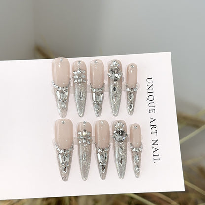 Glamourös mit Strass verziertes Press-On-Nägel-Set