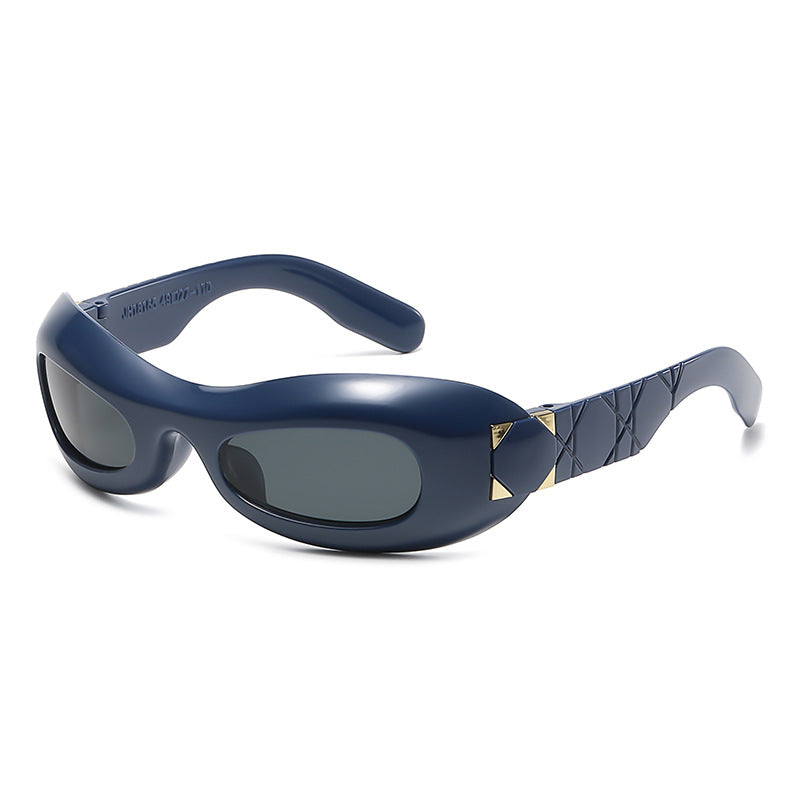 Damen futuristische Designer-Sonnenbrille mit innovativem Rahmen Brehn