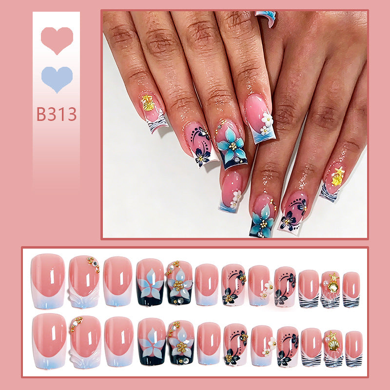 Kreatives Kunstnagel-Set mit Blumen- und Schmetterlingsdesign Brehn