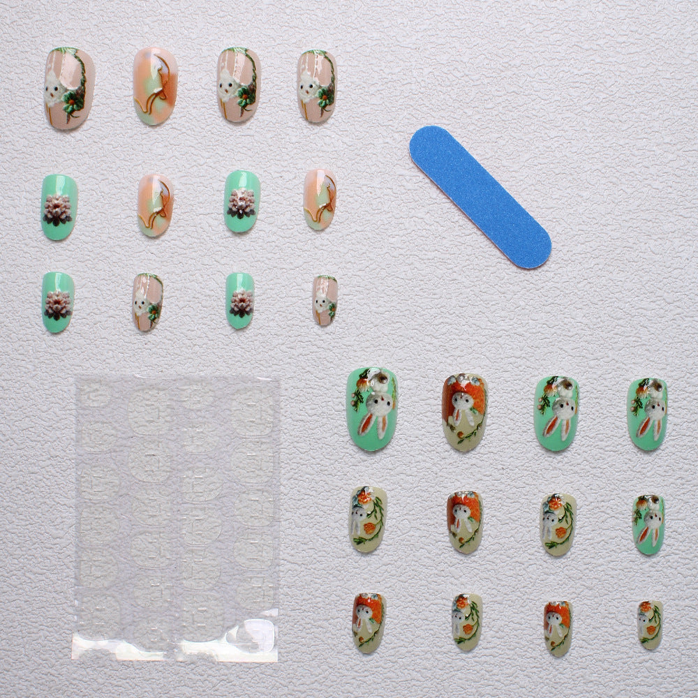 Verspielt Hasen-Themen 3D Press-On Nagelkunst Brehn