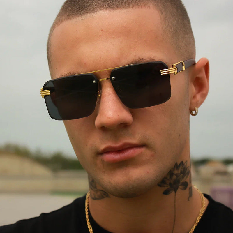 Damen geometrische Oversized-Sonnenbrille mit trendigem Design und luxuriösen Akzenten Brehn