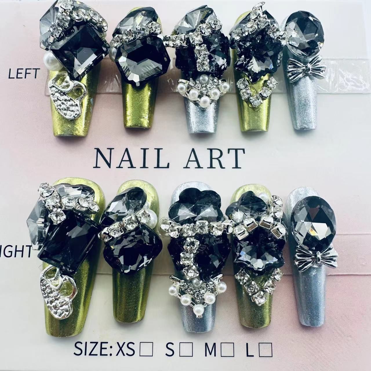 Glamouröse Nagelkunst mit Kristall- und Perlenakzenten Brehn