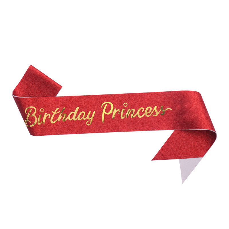 Damen Glitzernde Prinzessinnenkrone mit Birthday Princess Schärpe Brehn