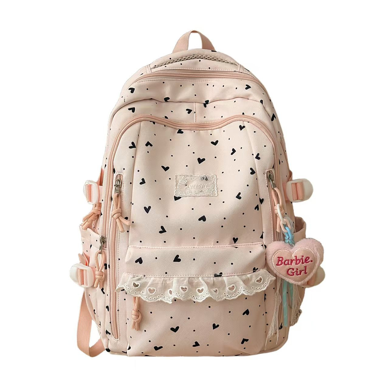 Herz-Muster Multi-Compartt Rucksack Brehn