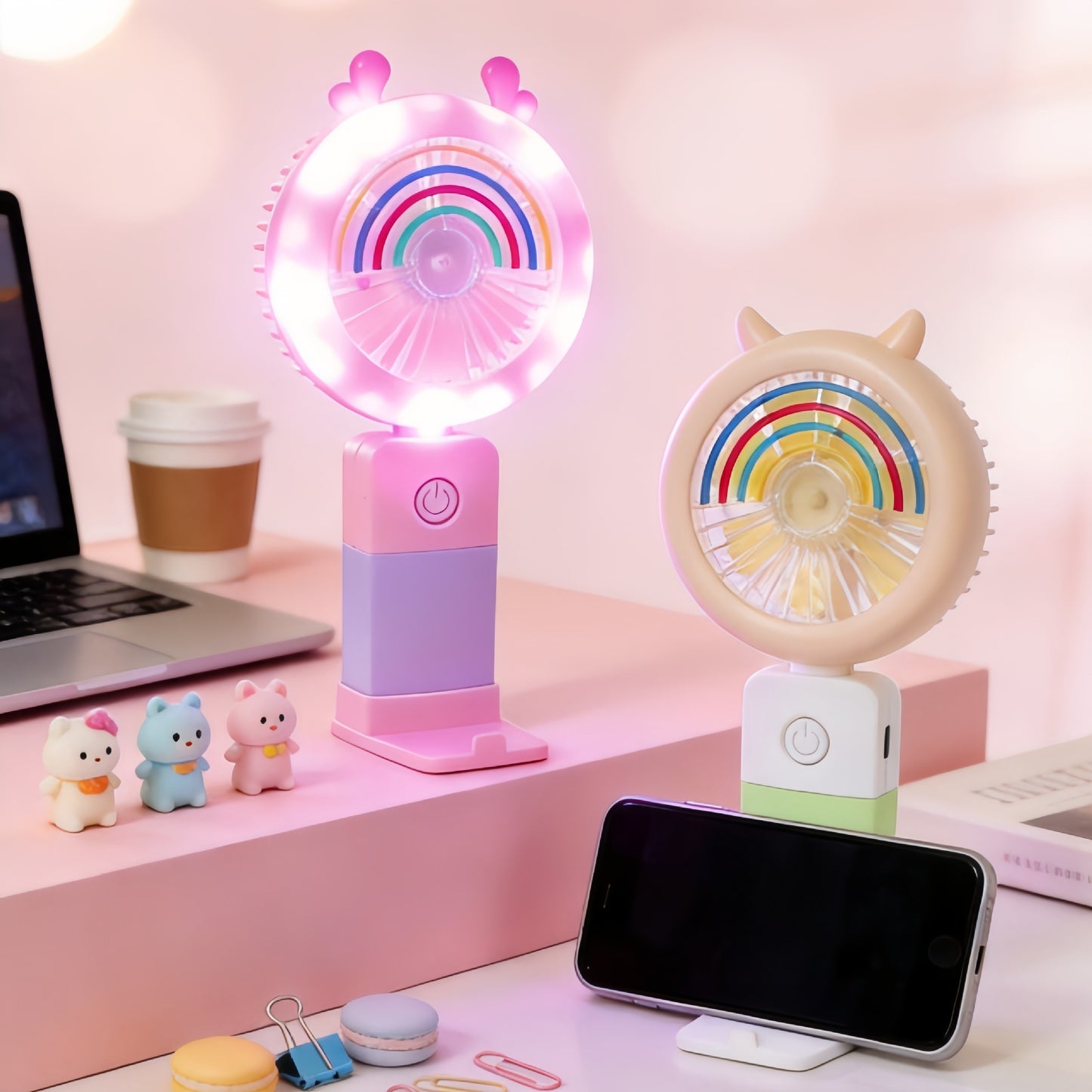 Damen Tragbarer LED Handventilator mit kreativen Lichteffekten Brehn