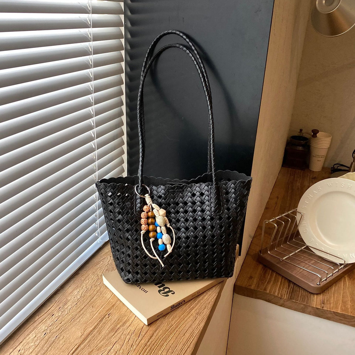 Stilvolle Gewebte Leder Tote Tasche