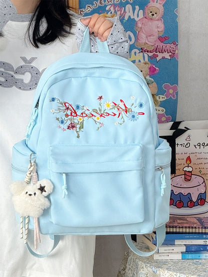 Blumenbestickter Schulrucksack
