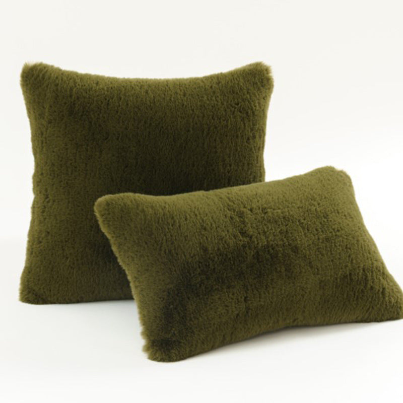 Plüsch-Faux-Fur-Quadrat- und Lendenkissen-Set mit weichem Mikrofaser-Rücken