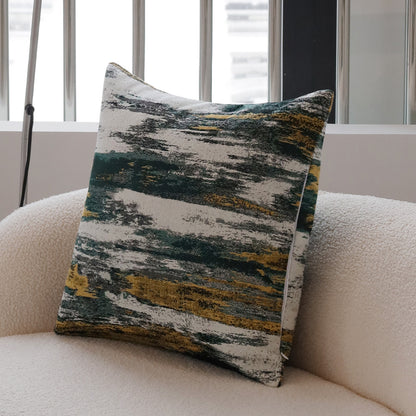 Quadratischer Kissenbezug mit abstraktem Jacquard-Aquarellmuster und verdecktem Reißverschluss Brehn
