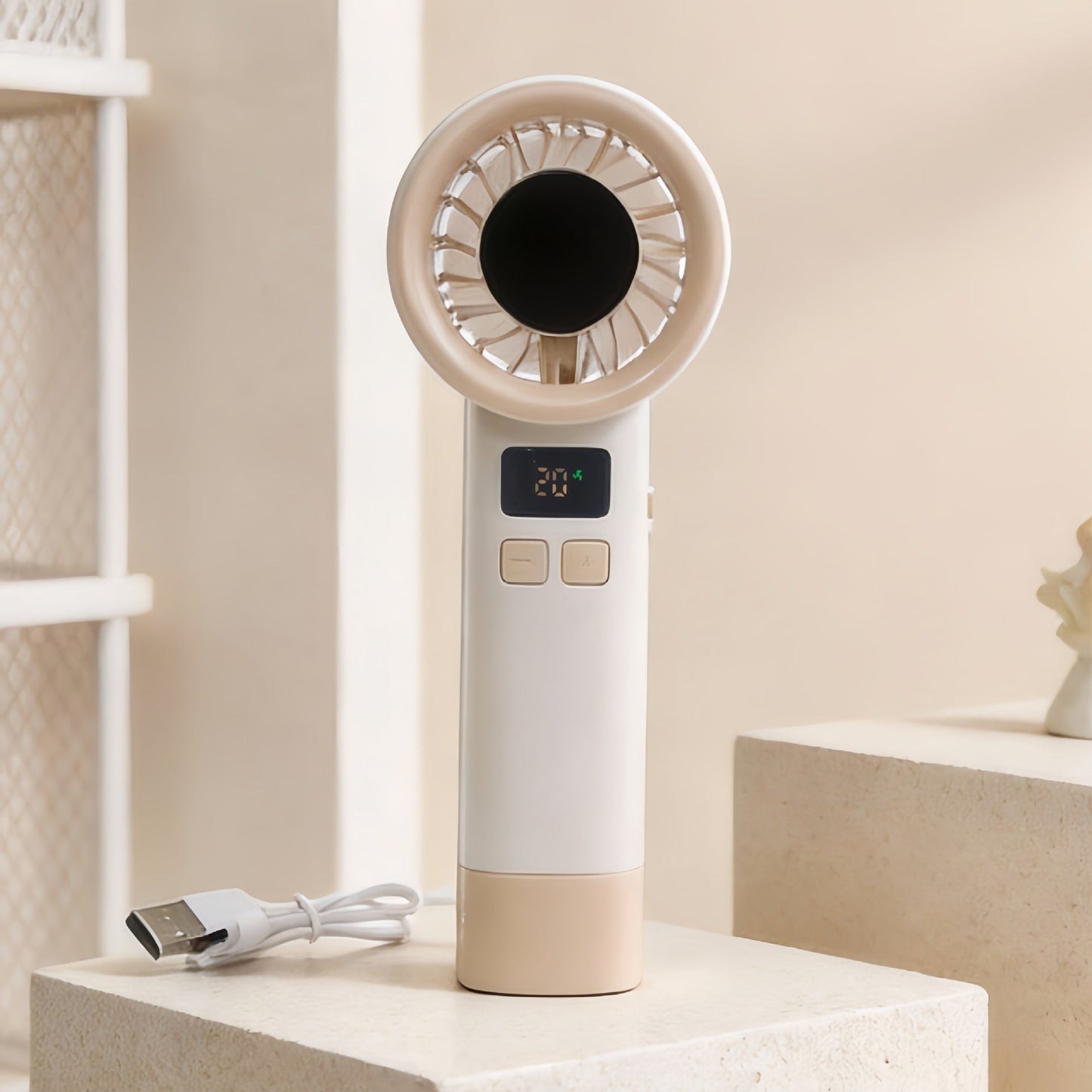 Frauen Tragbarer Handventilator mit Digitalem Temperaturdisplay Brehn