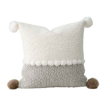 Dekoratives Bouclé-Kissen mit Teddy-Fleece-Struktur und Ziernaht Brehn