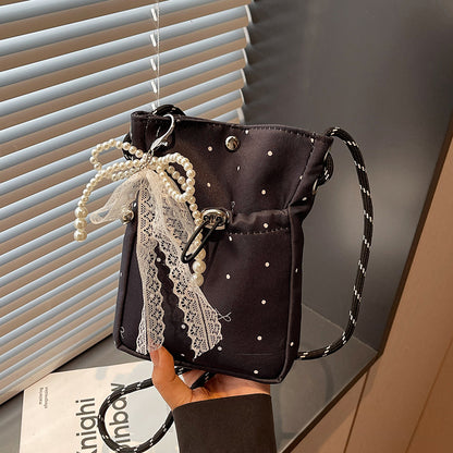 Lässige Kordelzug Mini Schultertasche