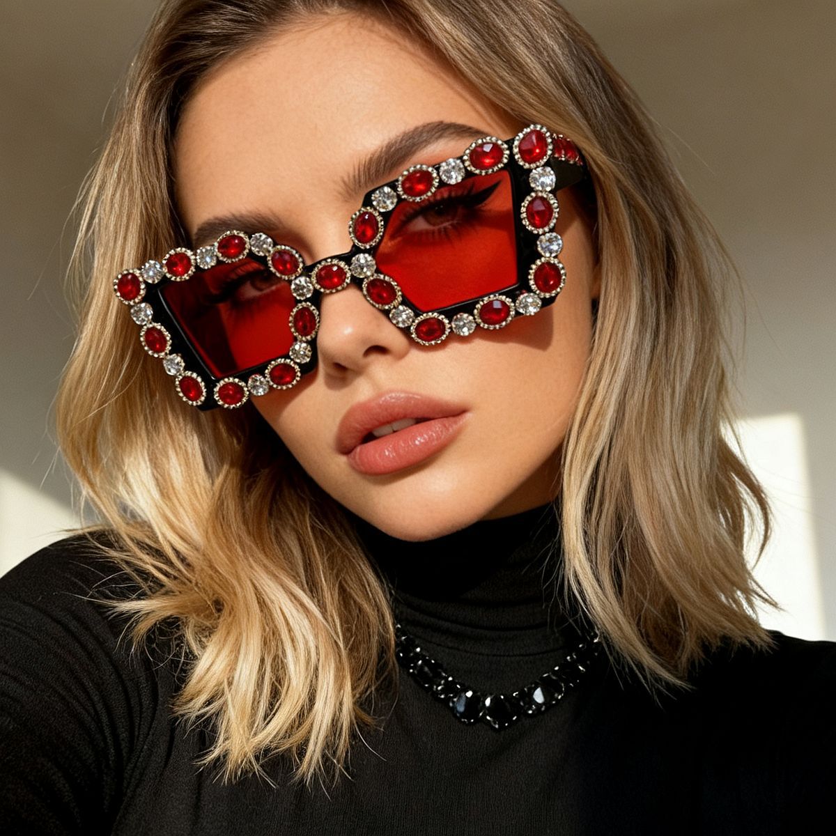 Damen Glamouröse Designer-Sonnenbrille mit strassverziertem Rahmen Brehn