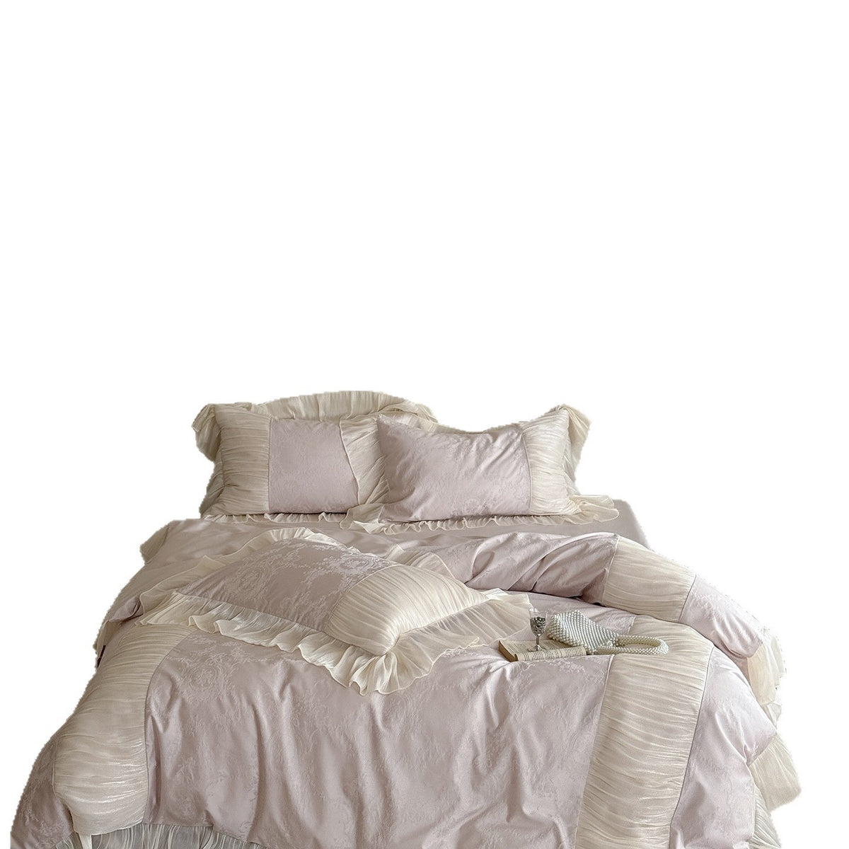Rüsch Satin-Trim Jacquard Bettwäsche Set
