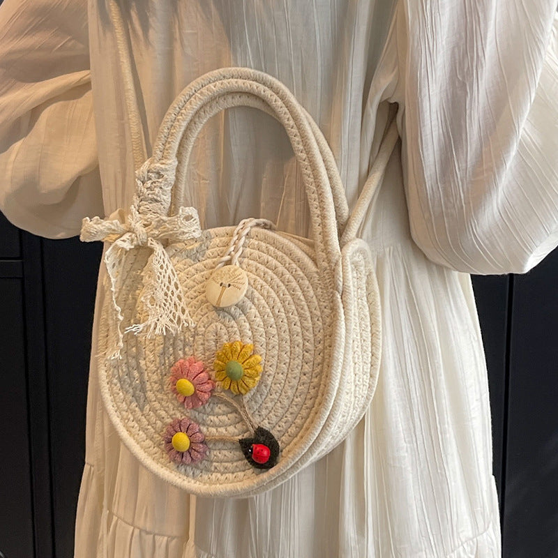 Handgewebte Blumenakzent Schultertasche