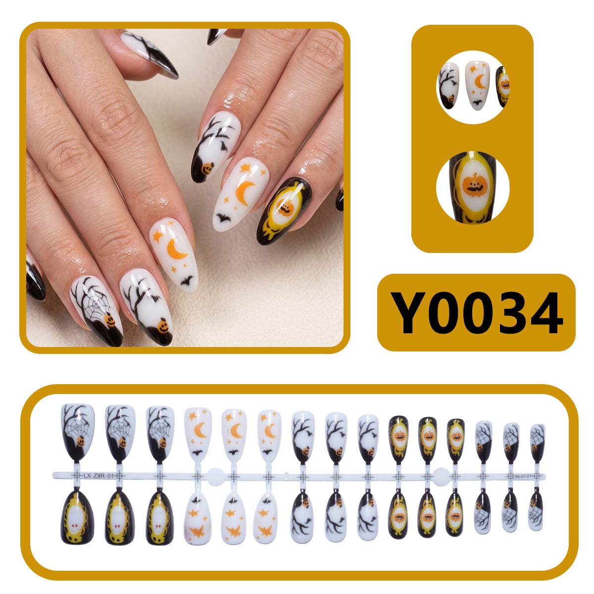 Halloween-Themen Stiletto Press-On Nagelkunst