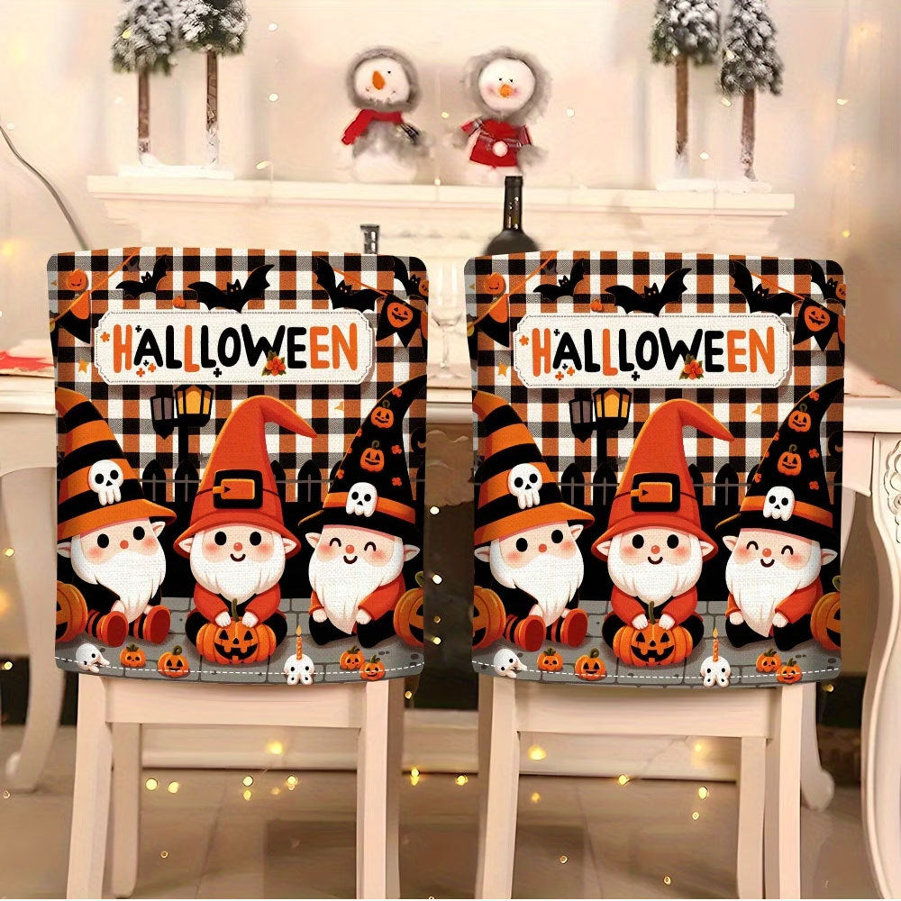 Elastische Stuhlrückenbezüge mit Halloween-Katzenmotiv