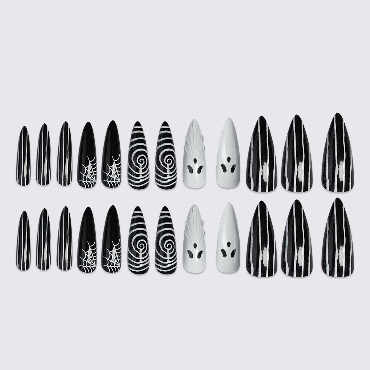 Kreatives Kunstnagelset mit gruseligen Motiven Brehn