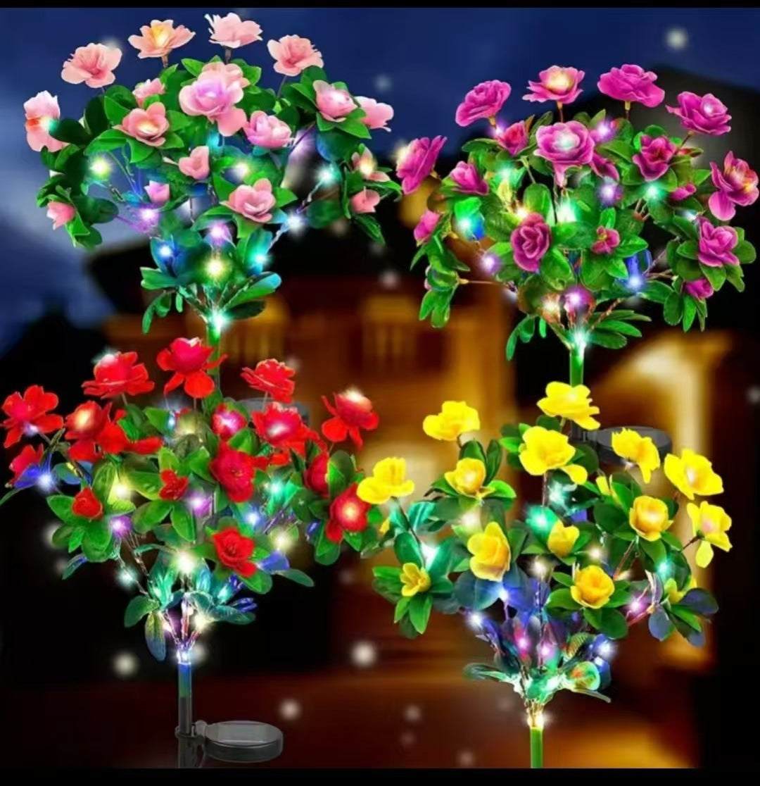 Solarbetriebene realistische Kamellien Blumen Gartenstecklichter mit verstellbaren LED-Köpfen und Edelstahlspike Brehn